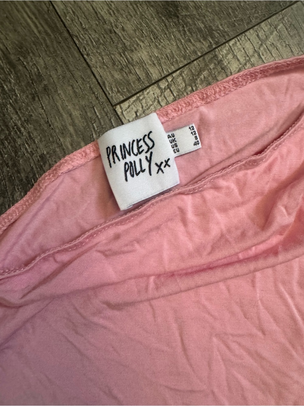 Princess Polly: Pink Solid One-Shoulder Ruched Stretch Jersey Top, Size 8(M) - Picture 6 of 7